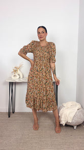 Vestido Estampado Midi Mocca